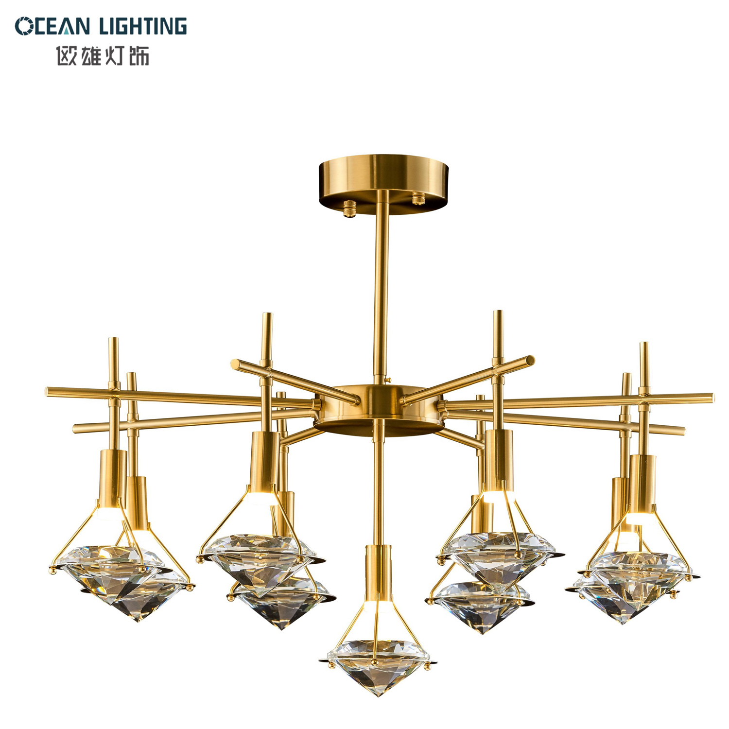 Ocean Wholesale Indoor Design Diamond Crystal Chandeliers Pendant Lights 