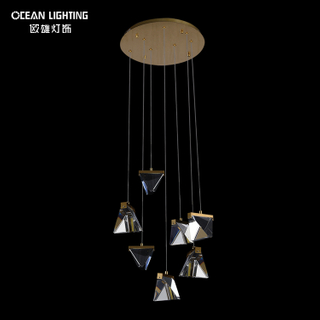 modern cystal customerized hanging stair pendant lighting led lobby villa decoraitve chandelier