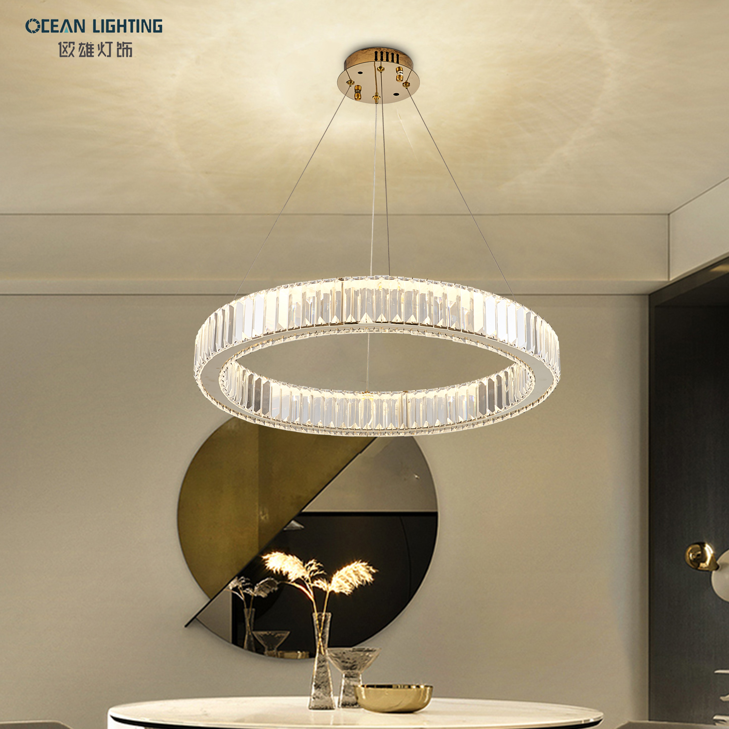 Ocean Lighting LED Crystal Modern Round Luxurious Decoration Pendant Light