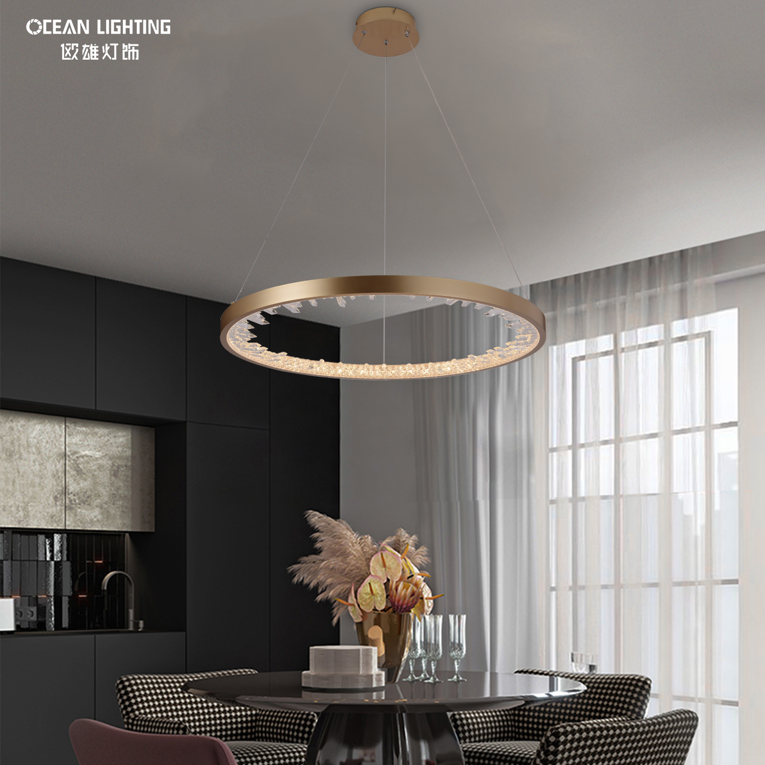 OCEAN LAMP Pendant Light LED Design Simple Modern Decorative Lighting Fixture Ring Chandelier for Hotel