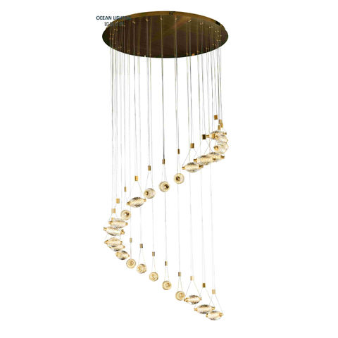Ocean Living Room Ceiling Luxury Crystal Chandeliers Pendant Lights