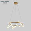Led Copper Circle Metal Decorative Dining Lamp Modern Silica Gel Hanging Pendant Light for Living Room