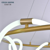 Led Copper Circle Metal Decorative Dining Lamp Modern Silica Gel Hanging Pendant Light for Living Room