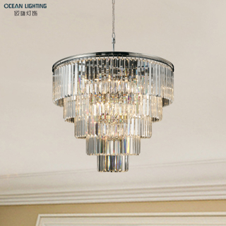 Design Decorative Lighting Fixture Round 7 Layers Ceiling Crystal Chandelier Lighting for Living Room