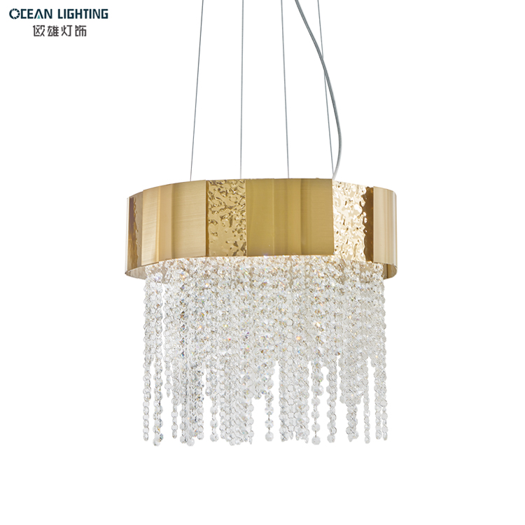 led modern indoor lighting gold stainless steel cristal lamp chandelier