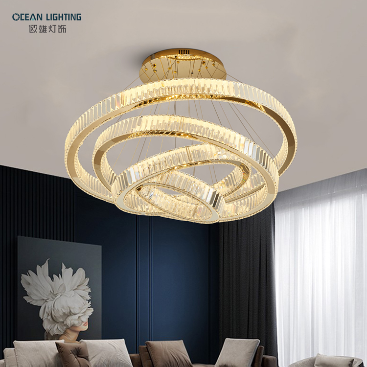 Ocean Lighting LED Crystal Luxury Round Indoor Lamp Pendant Light