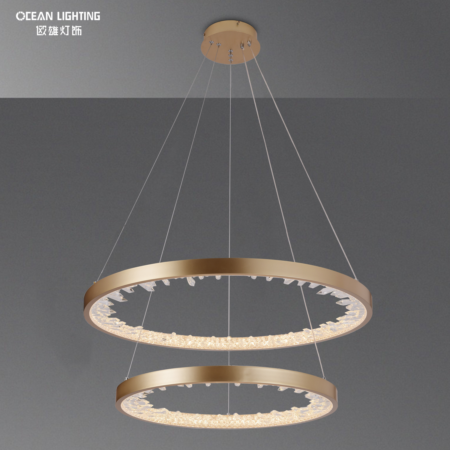 OCEAN LAMP Black And Gold Bedroom Contemporary High Ceiling Round Chandelier