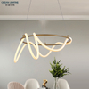 Led Copper Circle Metal Decorative Dining Lamp Modern Silica Gel Hanging Pendant Light for Living Room