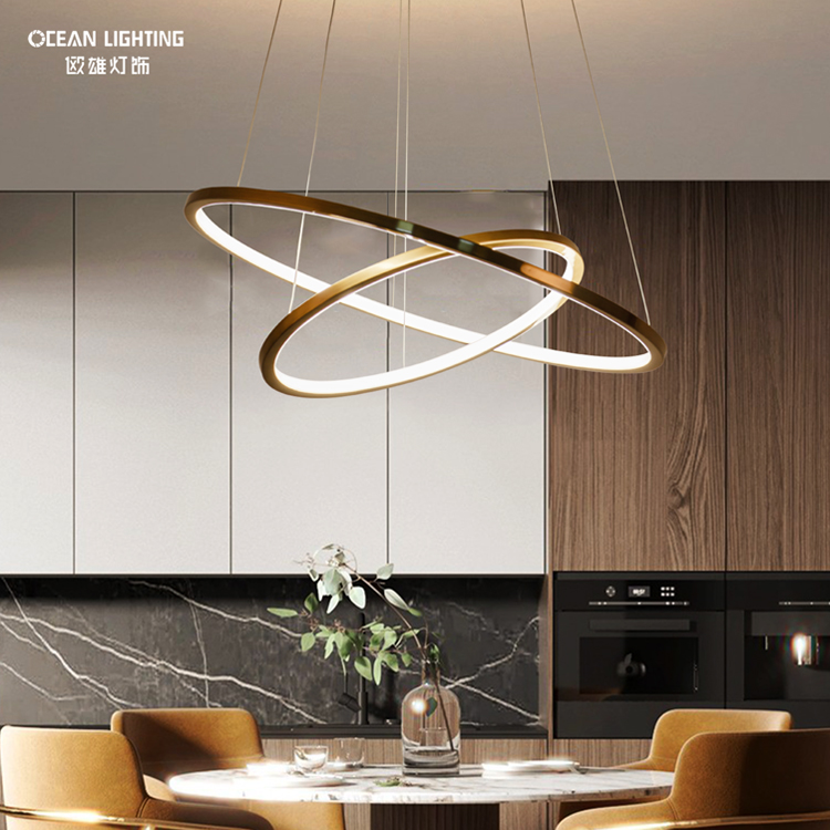 Ocean Lighting LED Modern Ring Decorative Gold Pendant Light