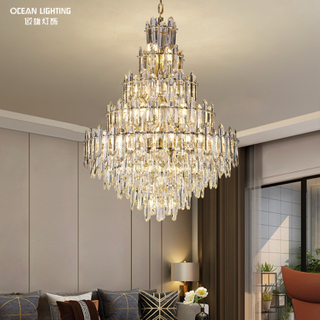 Custom New Design Hall Contemporary Decorative Ceiling Light Luxury Big Crystal Chandelier