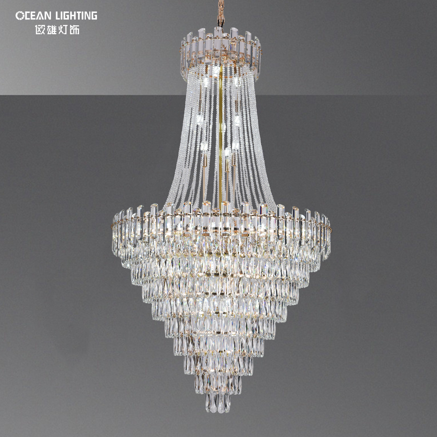 Custom Hotel Dining Ceiling Hanging Lights Modern Luxury Decorative Lighting Fixture Chandelier Crystals