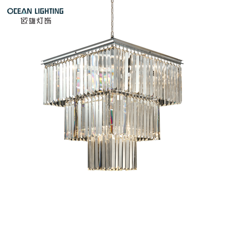 Luxury Chrome Chinese K9 crystal Hanging Chandelier for Indoor Lighting