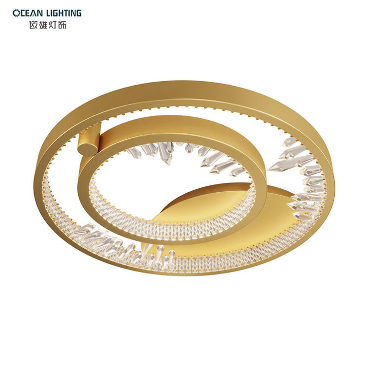 Ocean Lighting Morden Round Luxury Golden Crystal Ceiling Light