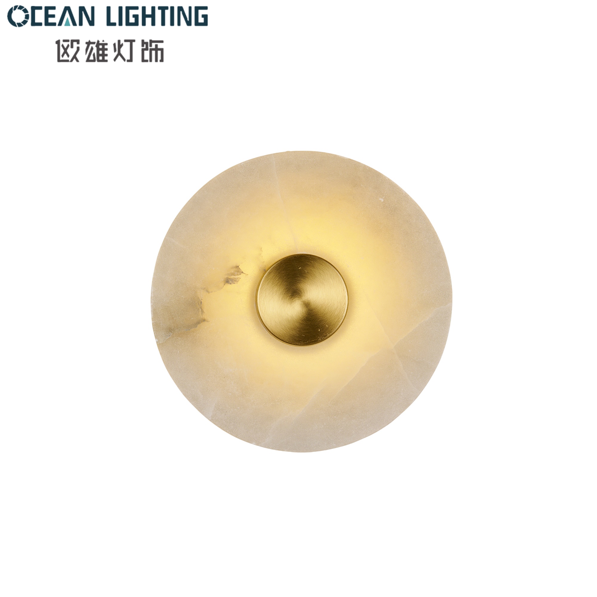 2026 Modern Alabaster Stone Wall Lamp with Brass Finish for Luxury Interior