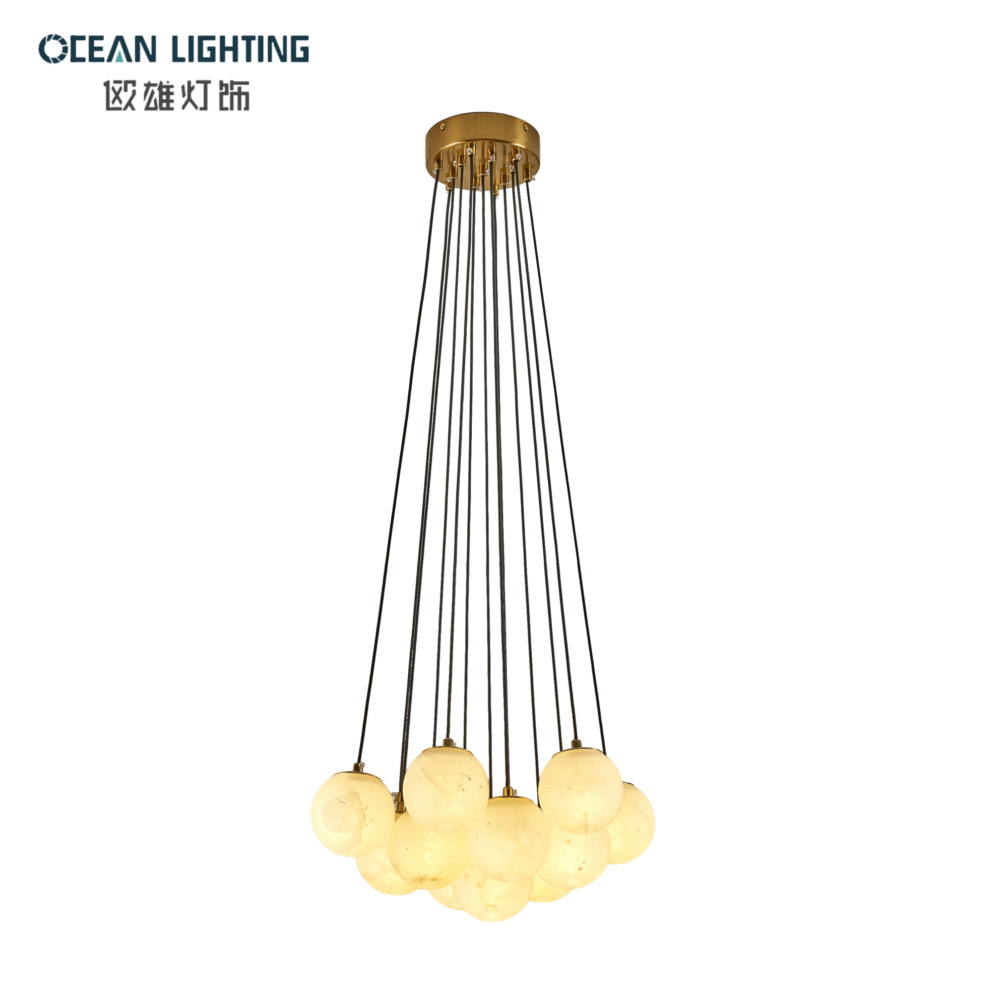 Home/Hotel Decoration Alabaster Pendant Lighting Decoration Lamp with Black Finish for Luxury Interior