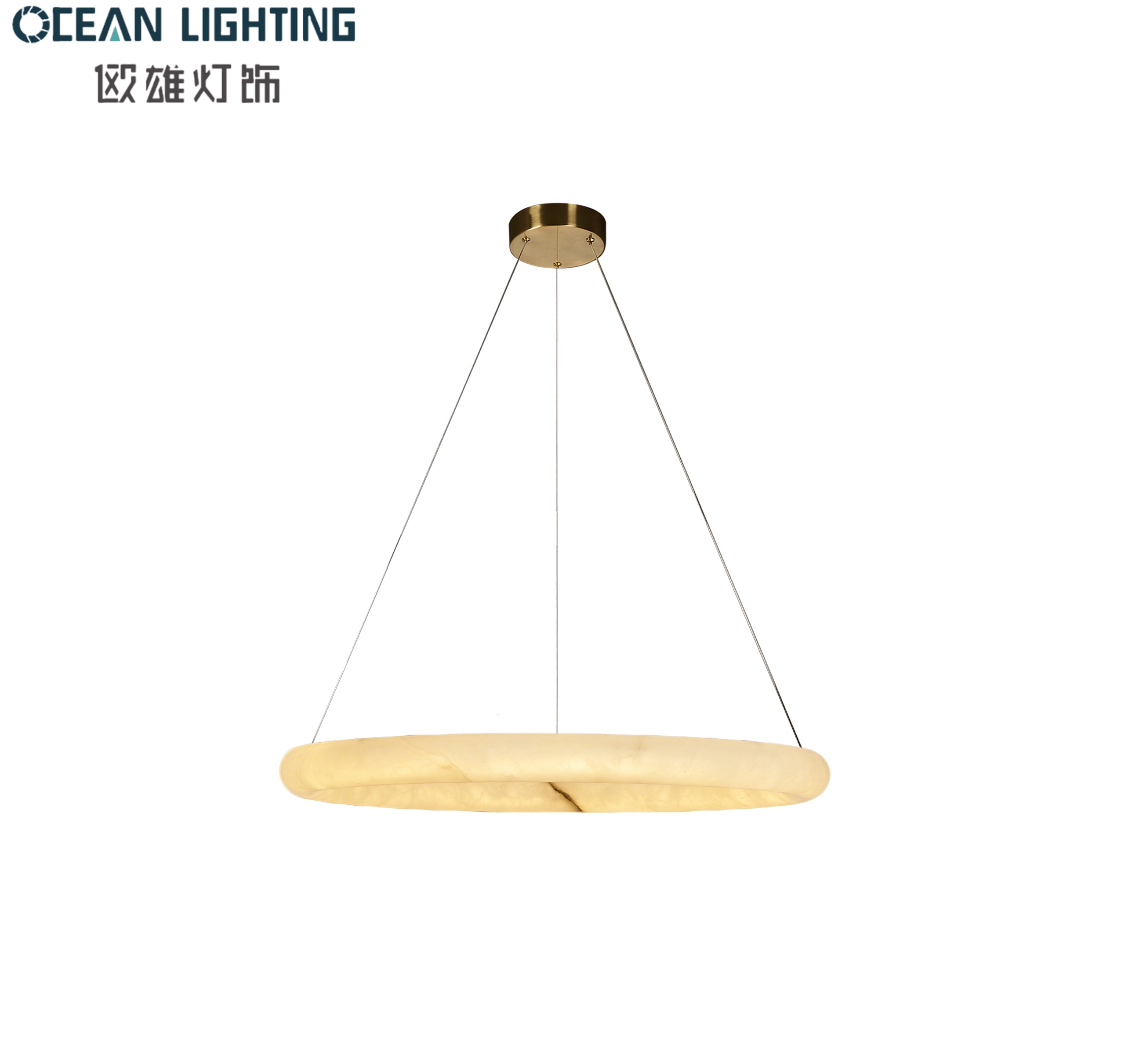 New Style Faux Alabaster Pendant Lighting Decoration Lamp with Black Finish for Luxury Interior