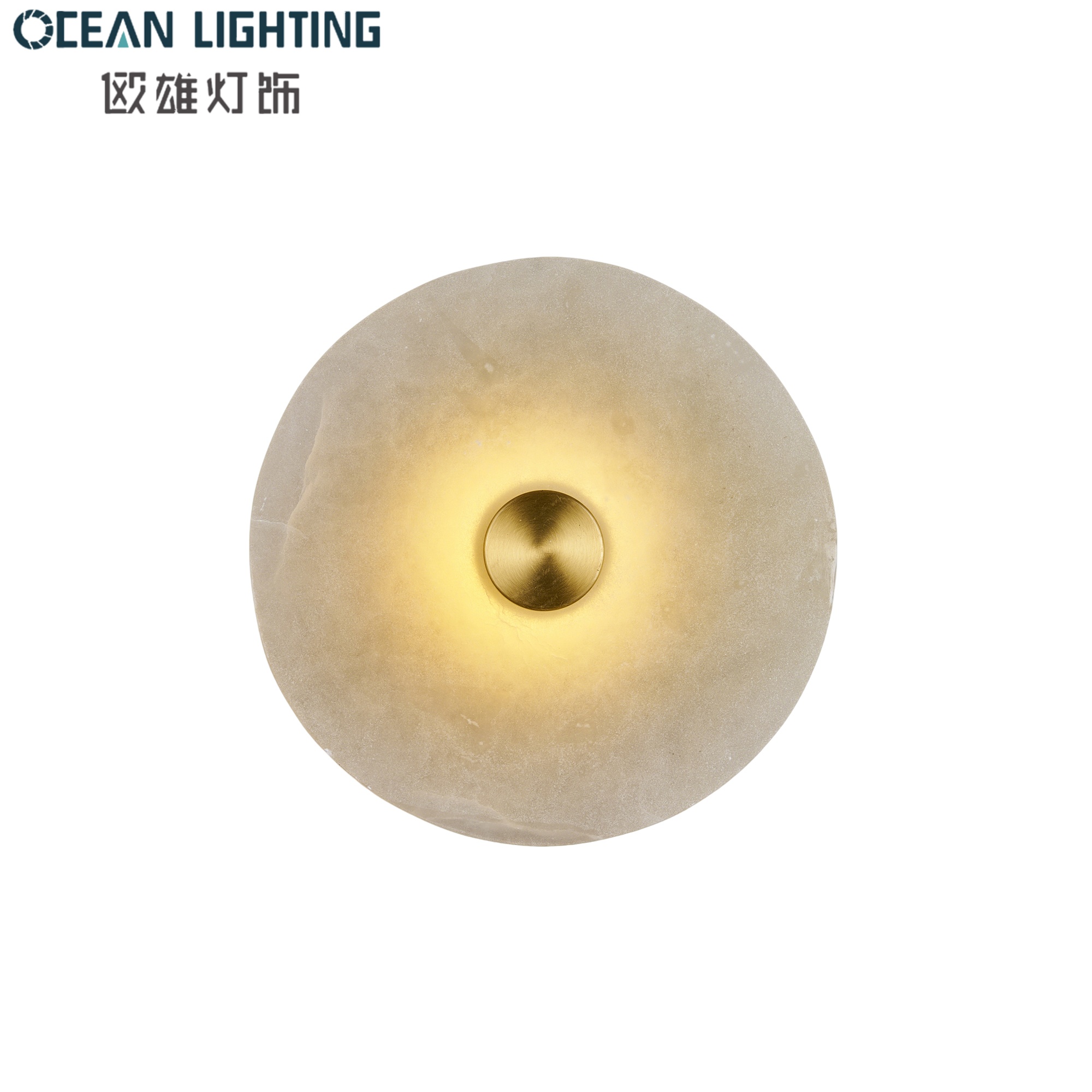 2026 Modern Alabaster Stone Wall Lamp with Brass Finish for Luxury Interior