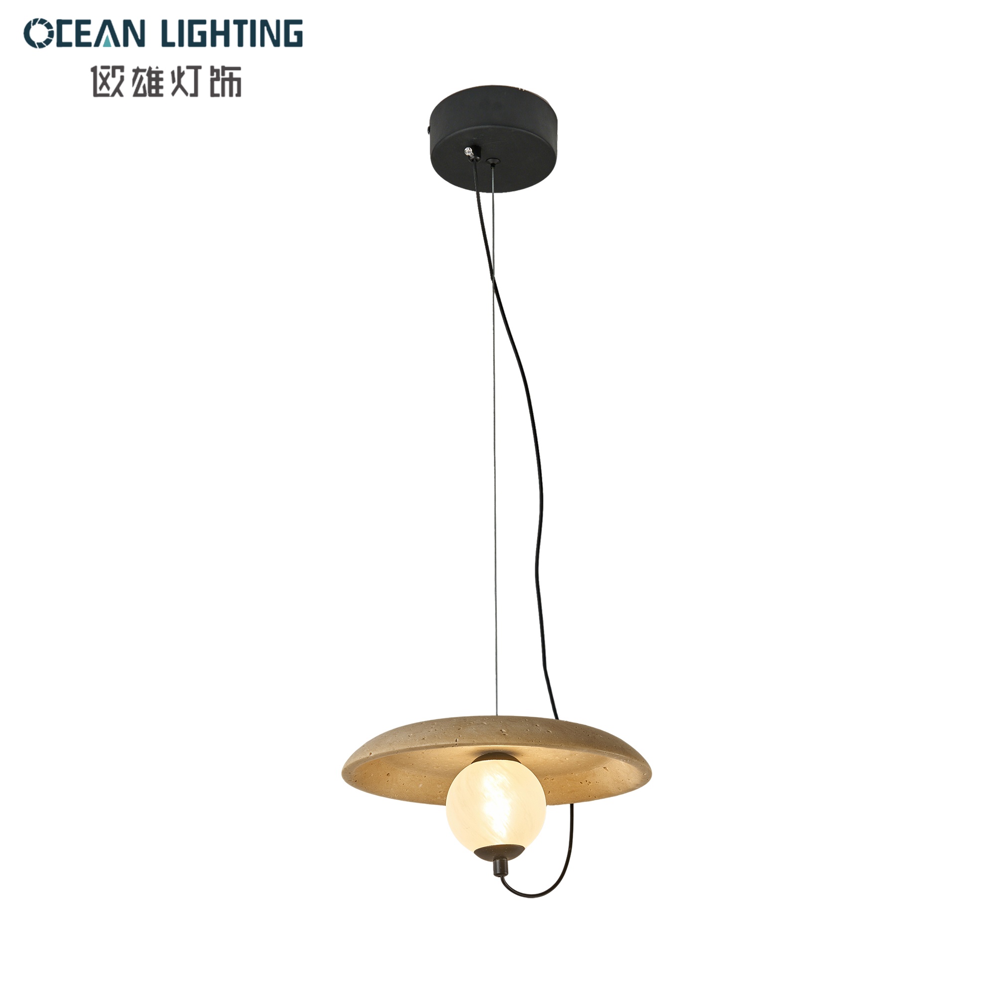 Modern Wabisabi Style Decoration Marble Pendant Lighting with Black Finish for Luxury Interior