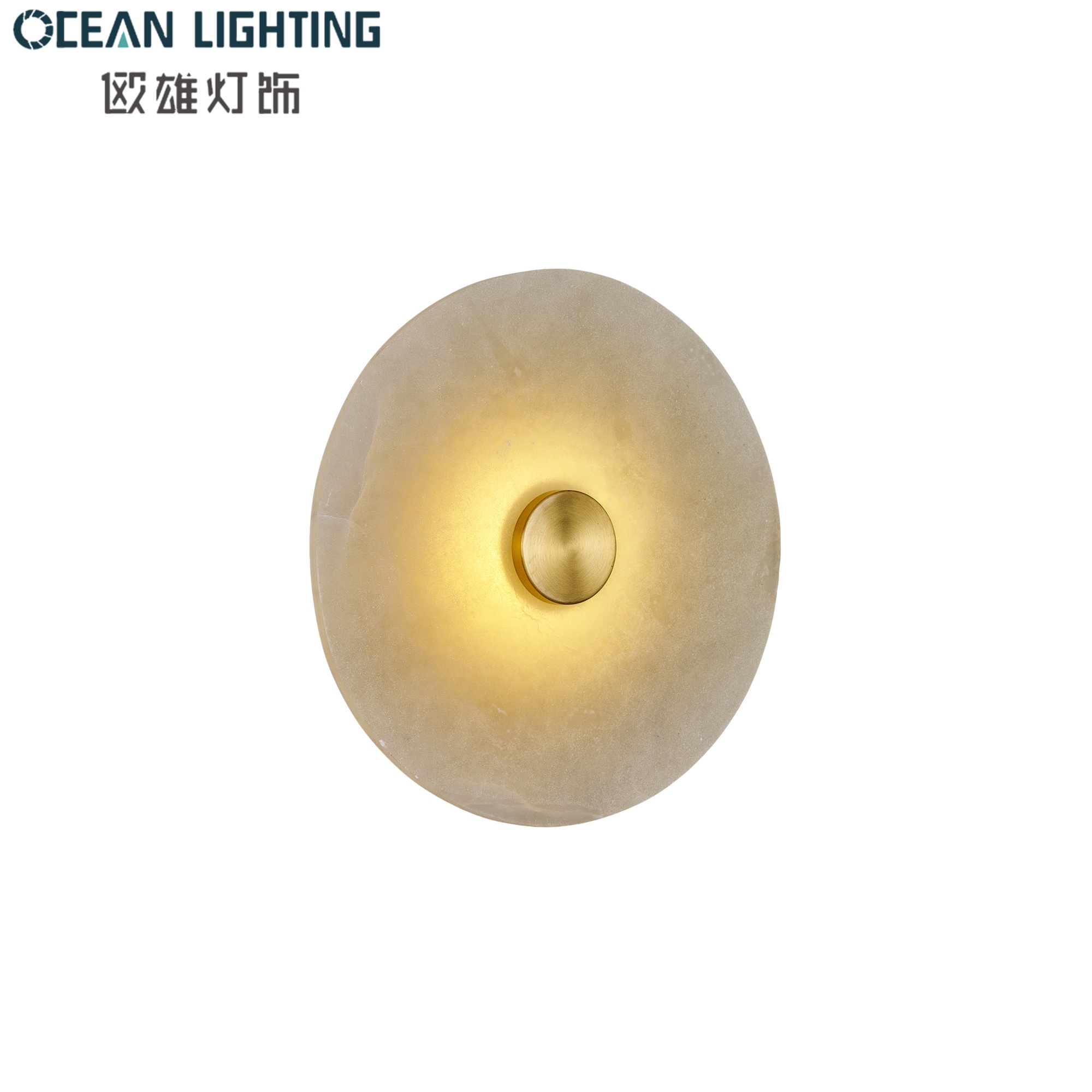 2026 Modern Alabaster Stone Wall Lamp with Brass Finish for Luxury Interior