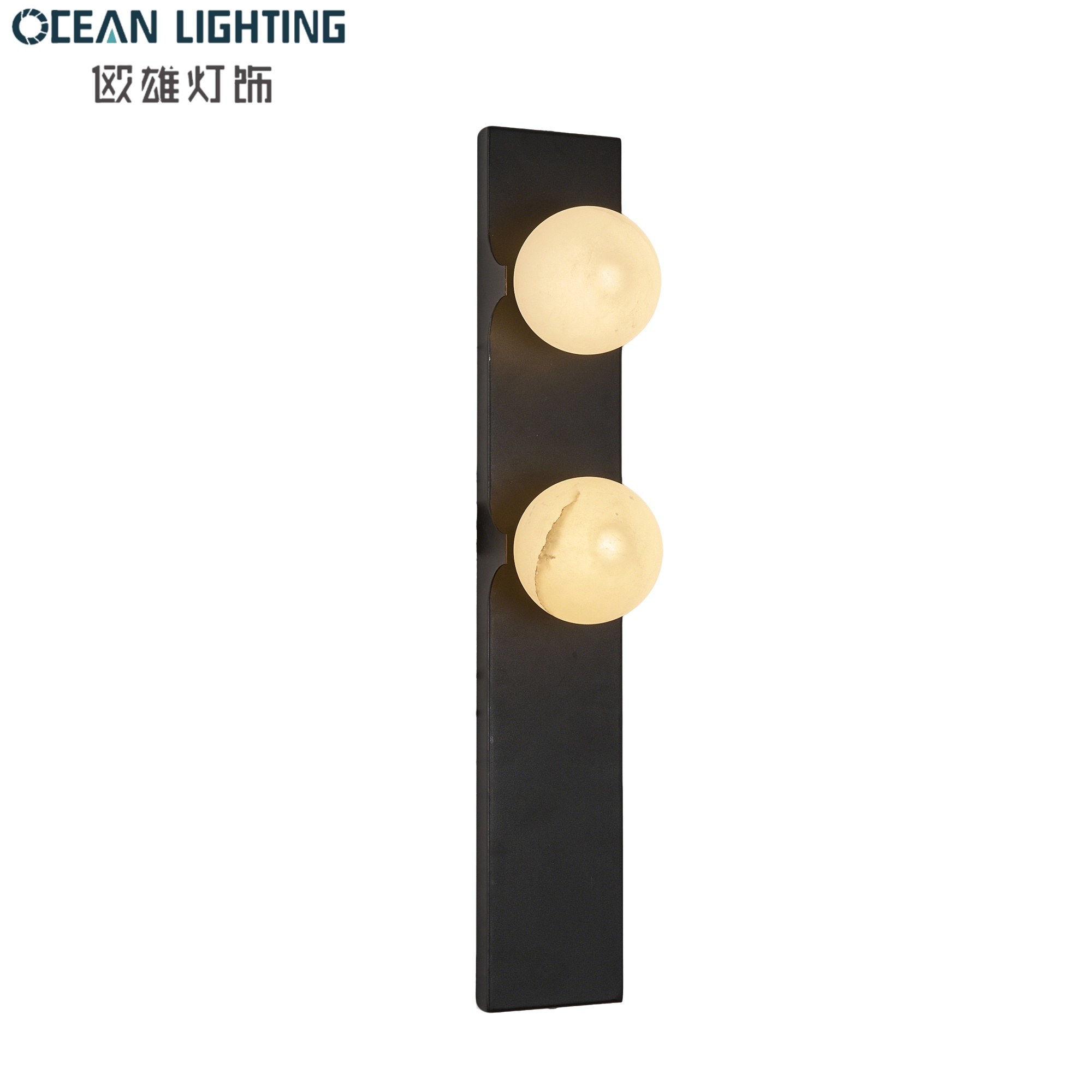 New Style Travertine Stone Pendant Decoration Lamp with Black Finish for Luxury Interior