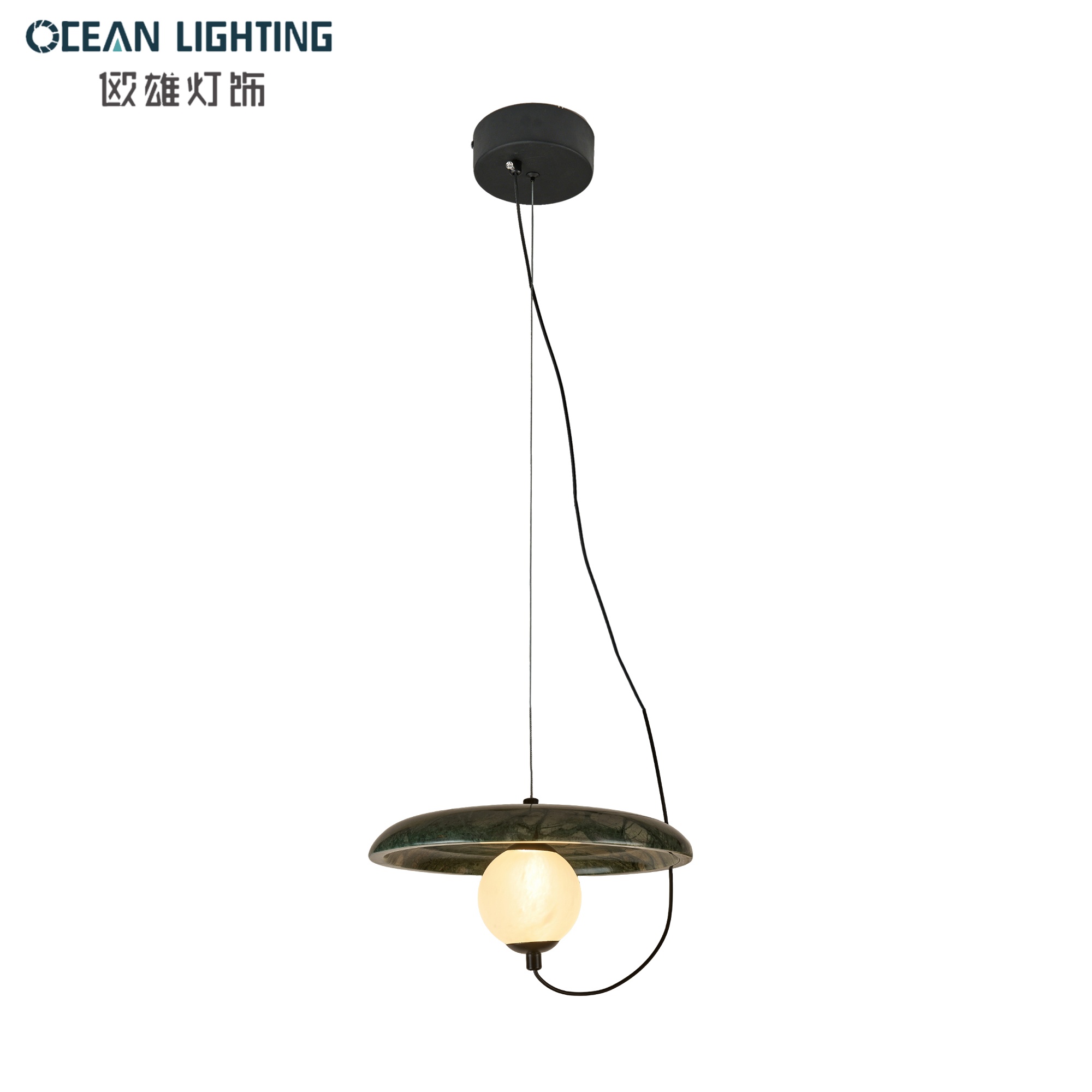 Modern Wabisabi Style Decoration Marble Pendant Lighting with Black Finish for Luxury Interior