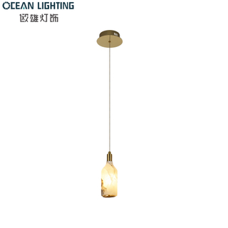 New Product Modern Indoor Decoration Style Decoration Stone Lighting Alabaster Pendant Lighting with Chrome Finish