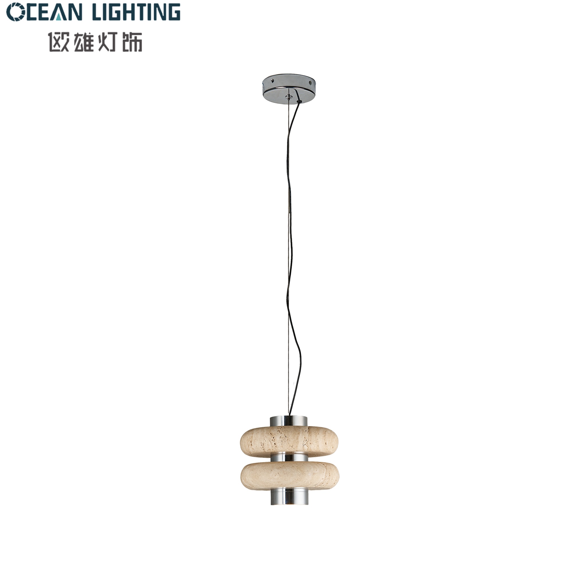 Modern Indoor Decoration Wabisabi Style Decoration Marble Pendant Lighting with Chrome Finish