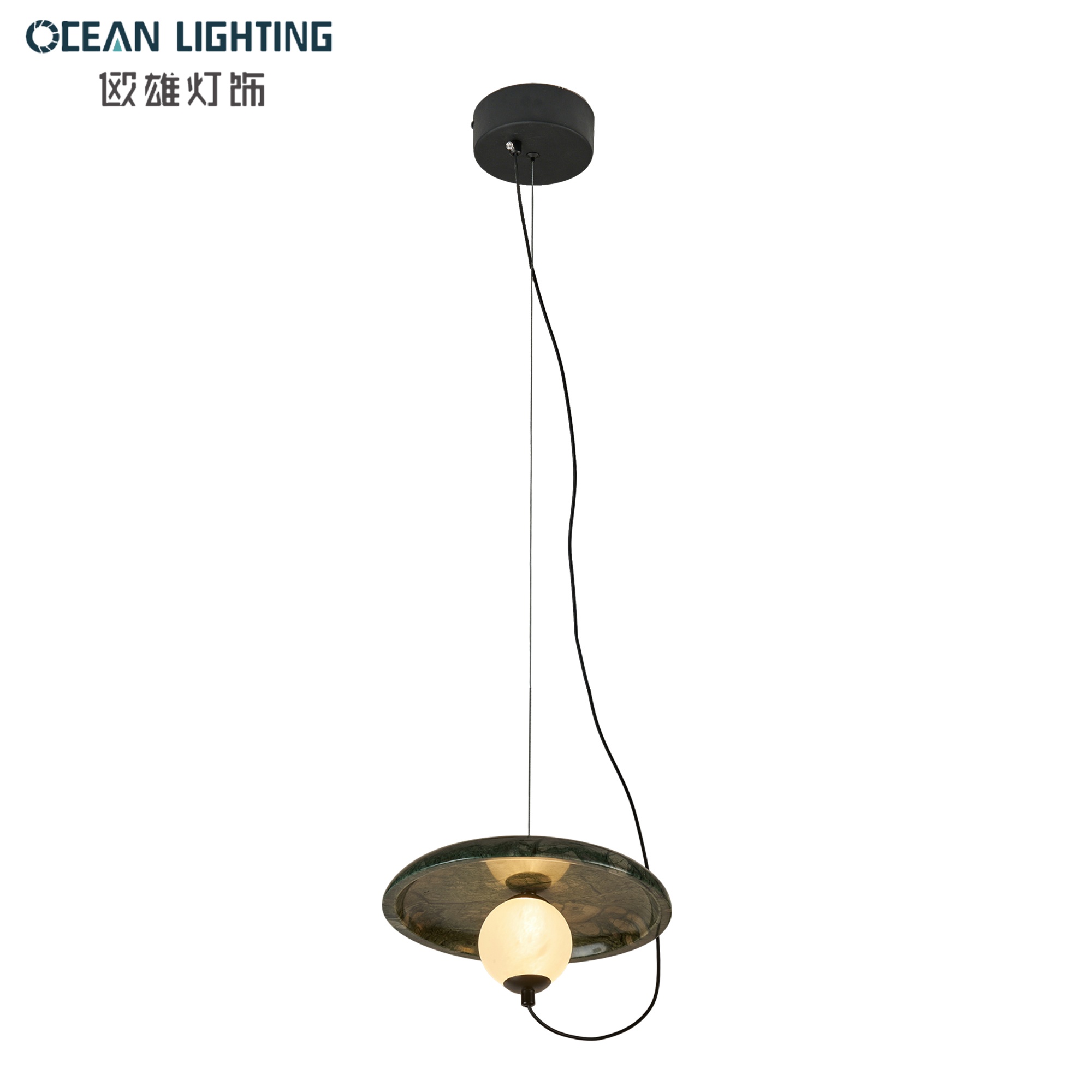 Modern Wabisabi Style Decoration Marble Pendant Lighting with Black Finish for Luxury Interior