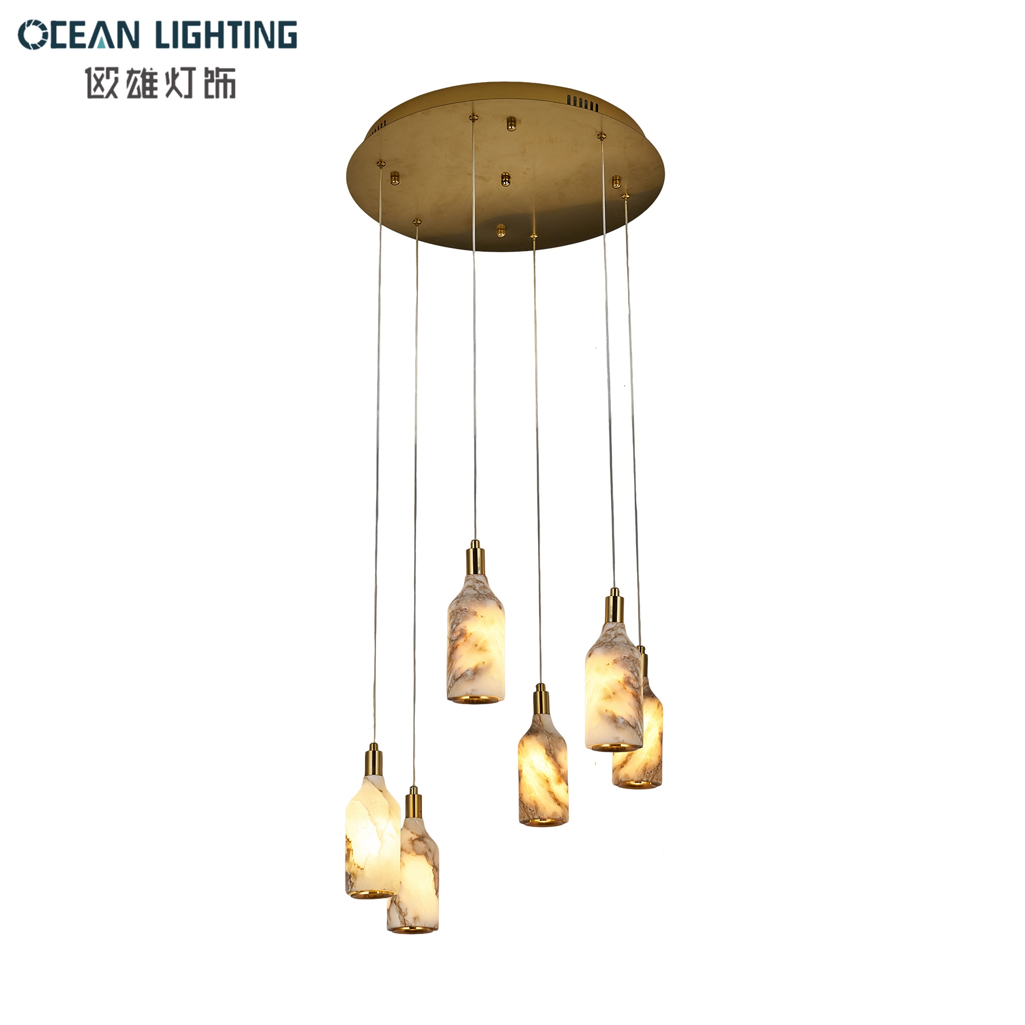 New Product Modern Indoor Decoration Style Decoration Stone Lighting Alabaster Pendant Lighting with Chrome Finish