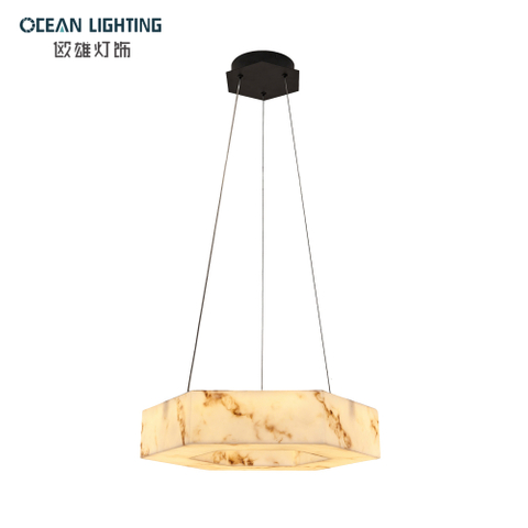 New Style Faux Alabaster Pendant Lighting Decoration Lamp with Black Finish for Luxury Interior