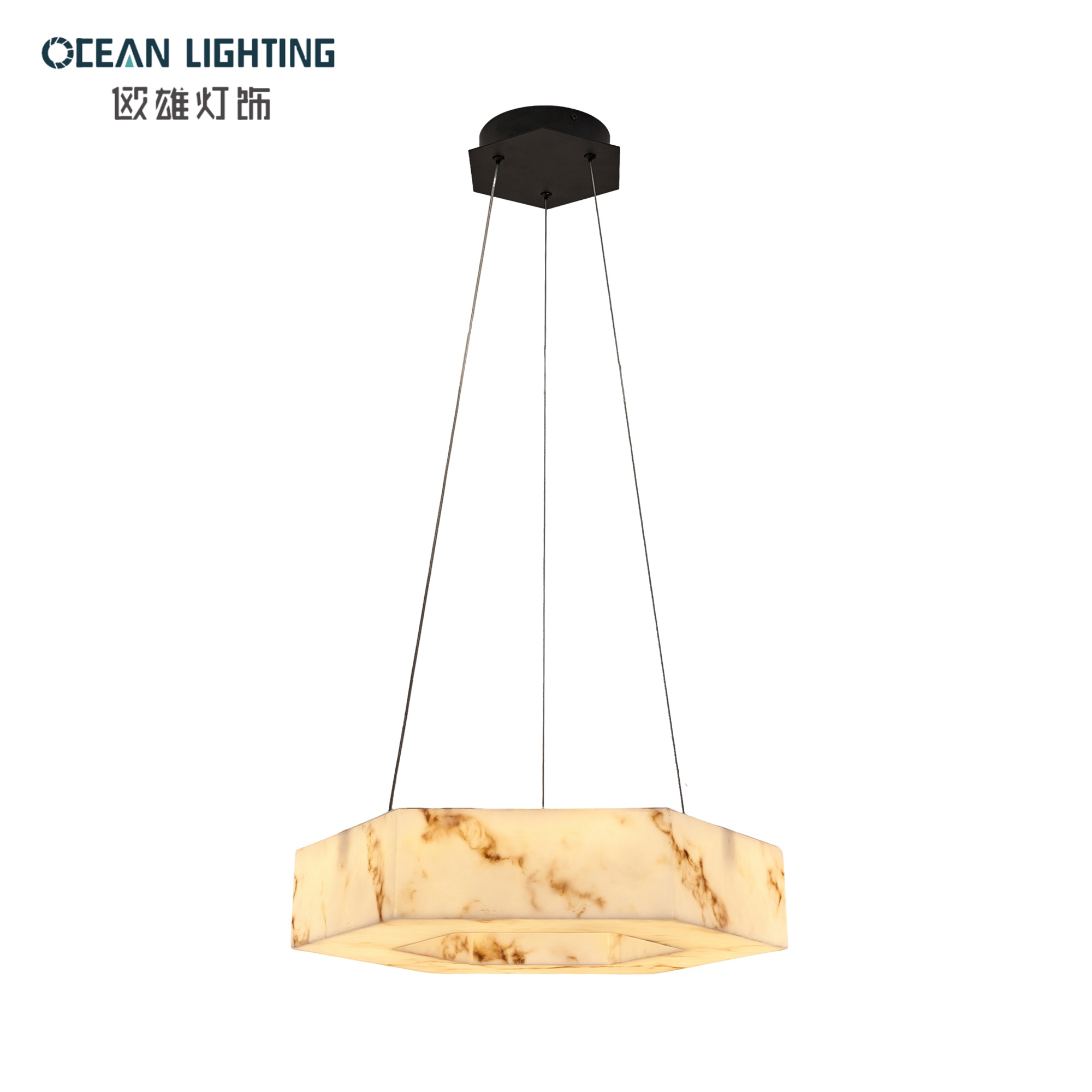 New Style Faux Alabaster Pendant Lighting Decoration Lamp with Black Finish for Luxury Interior
