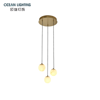 Home/Hotel Decoration Alabaster Pendant Lighting Decoration Lamp with Black Finish for Luxury Interior