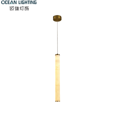Indoor Decoration Alabaster Pendant Lighting Decoration Lamp with Black Finish for Luxury Interior