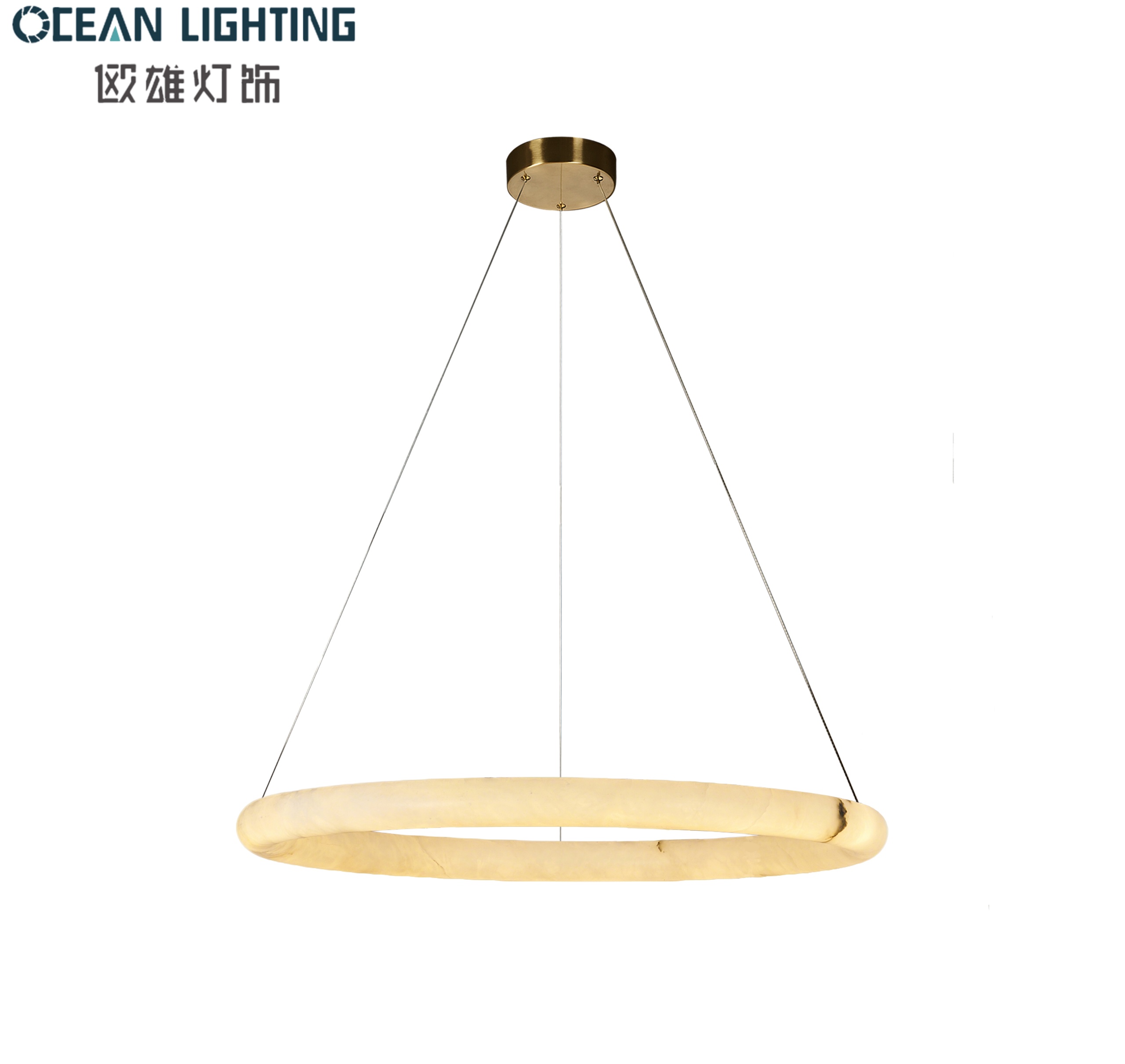 New Style Faux Alabaster Pendant Lighting Decoration Lamp with Black Finish for Luxury Interior