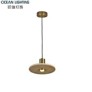 2026 Modern Yellow/Red Travertine Stone Pendant Decoration Lamp with Black Finish for Luxury Interior