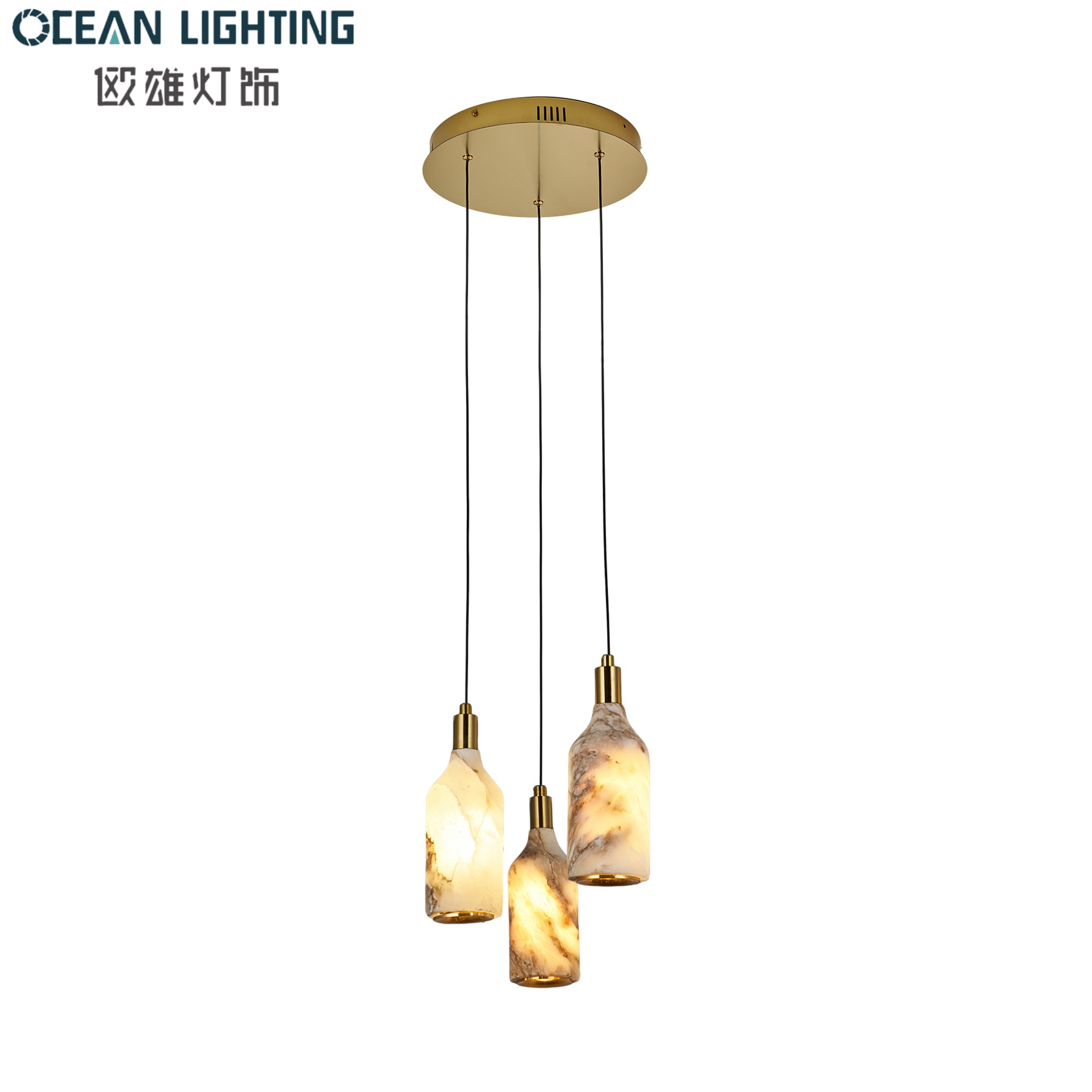 New Product Modern Indoor Decoration Style Decoration Stone Lighting Alabaster Pendant Lighting with Chrome Finish
