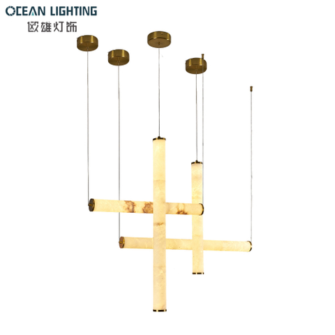 Indoor Decoration Alabaster Pendant Lighting Decoration Lamp with Black Finish for Luxury Interior