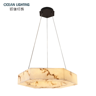 New Style Faux Alabaster Pendant Lighting Decoration Lamp with Black Finish for Luxury Interior