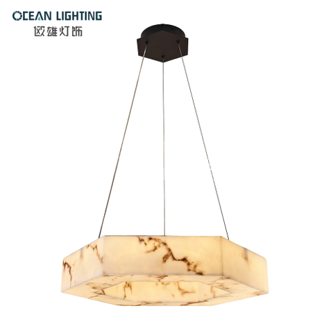New Style Faux Alabaster Pendant Lighting Decoration Lamp with Black Finish for Luxury Interior