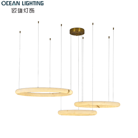 New Style Faux Alabaster Pendant Lighting Decoration Lamp with Black Finish for Luxury Interior