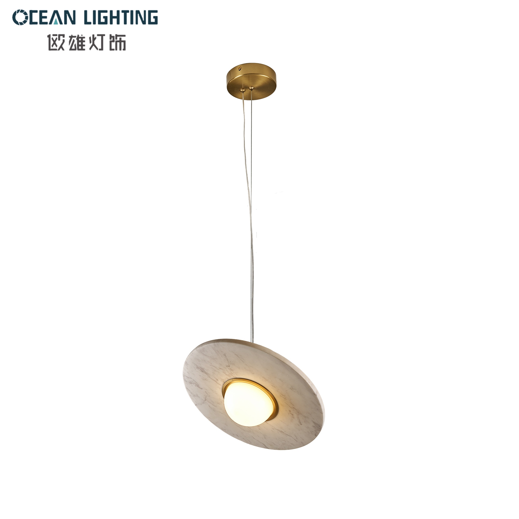 Modern Wabisabi Style Decoration Marble Pendant Lighting with Black Finish