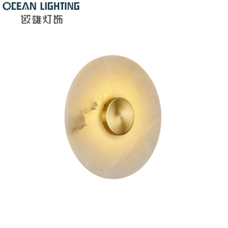 2026 Modern Alabaster Stone Wall Lamp with Brass Finish for Luxury Interior