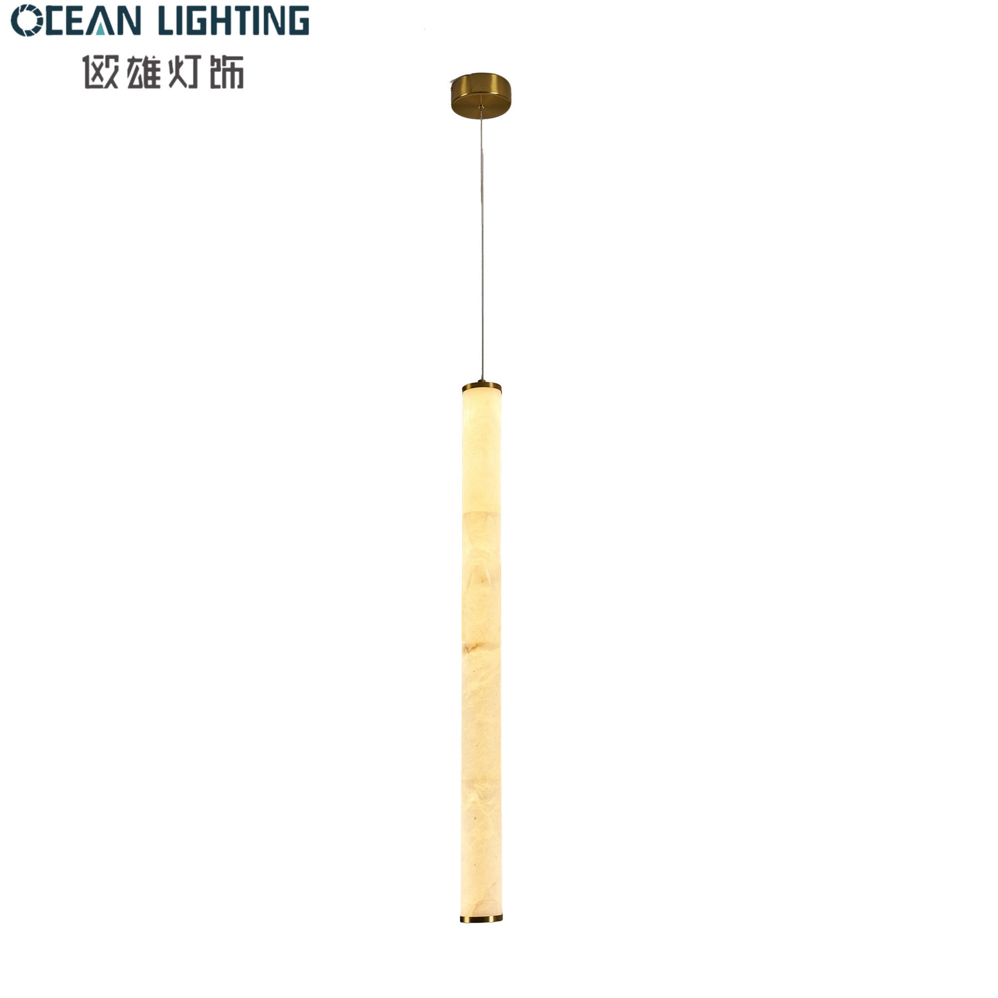 Indoor Decoration Alabaster Pendant Lighting Decoration Lamp with Black Finish for Luxury Interior