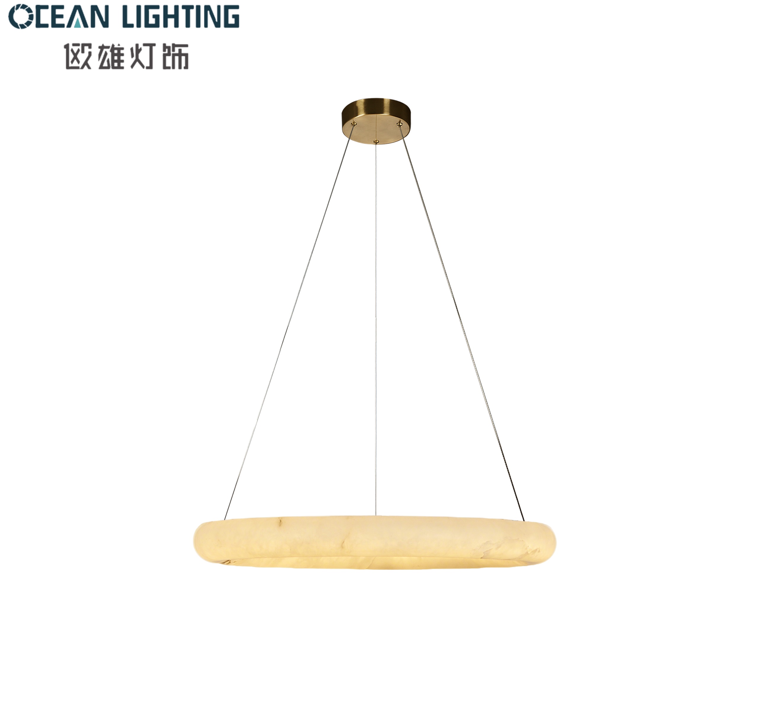 New Style Faux Alabaster Pendant Lighting Decoration Lamp with Black Finish for Luxury Interior